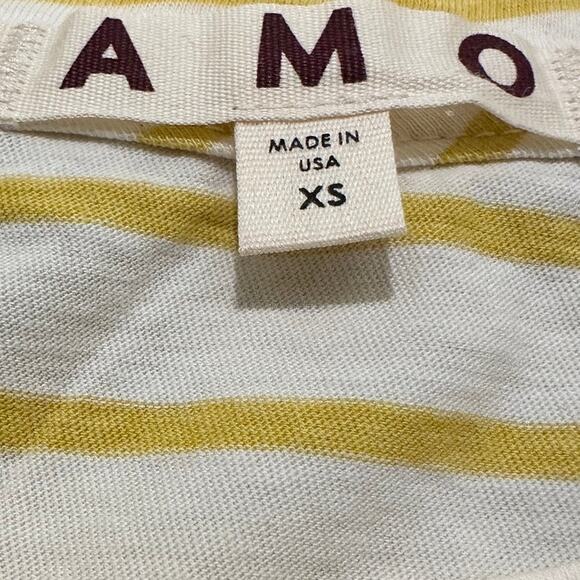 AMO Classic Boxy Cropped Striped Babe Tee Yellow White, size XS - Picture 2 of 9